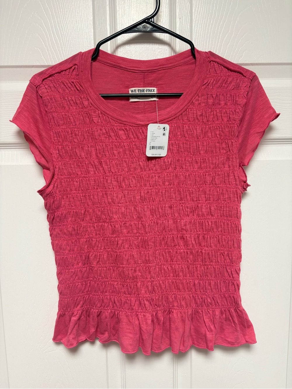 NWT We The Free Smocked Ruffle Hem Top